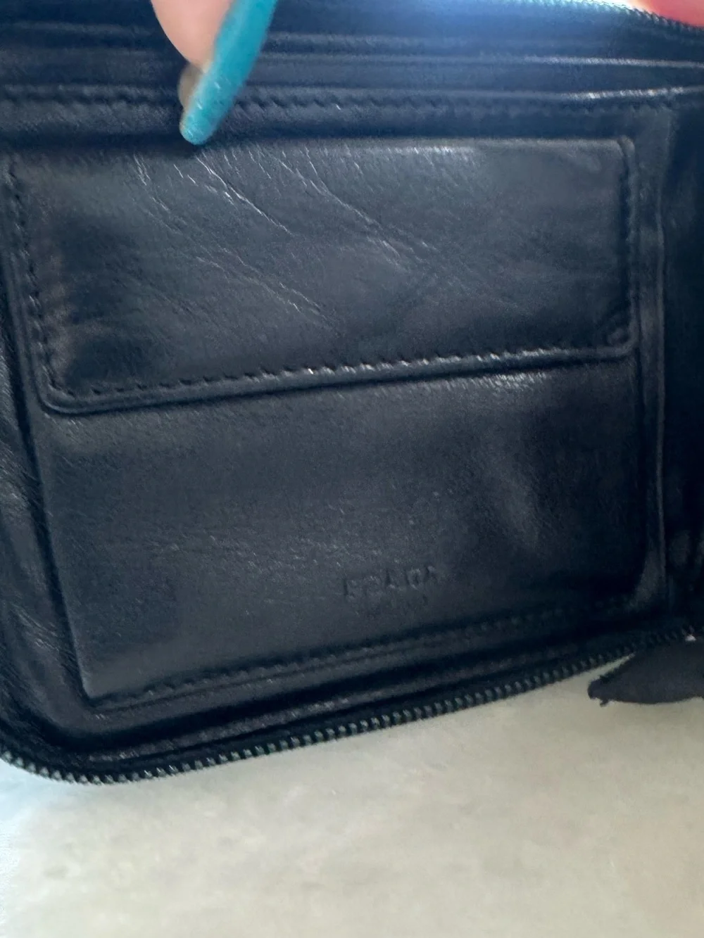 Prada Black Nylon Zip Wallet with COA